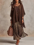 Robe longue à volants à motif léopard style bohème