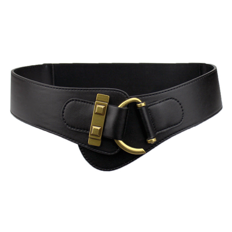 Ceinture large élastique marron rétro