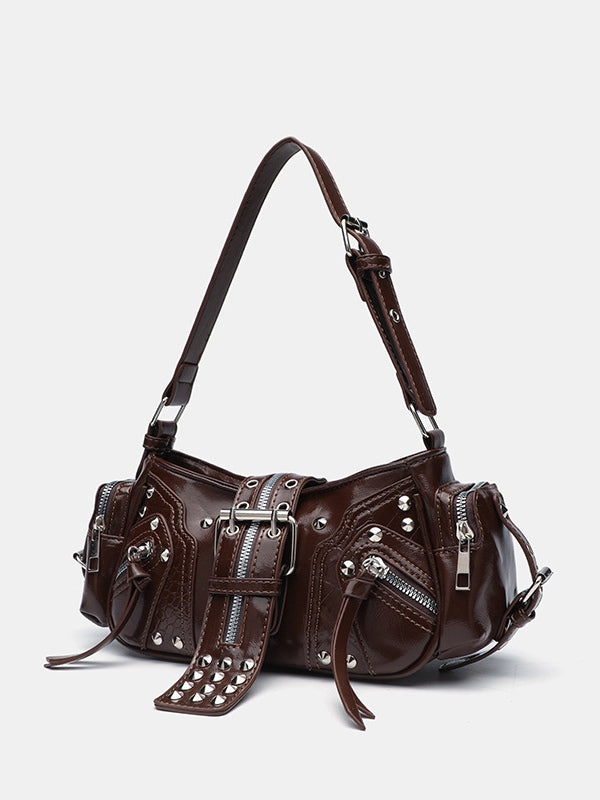 Sac bandoulière à clous, style motard