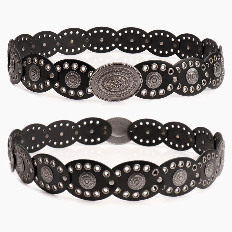 Ceinture ovale à boucle ronde en alliage