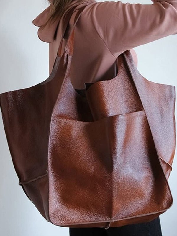 Sac bandoulière simple en cuir souple de grande capacité