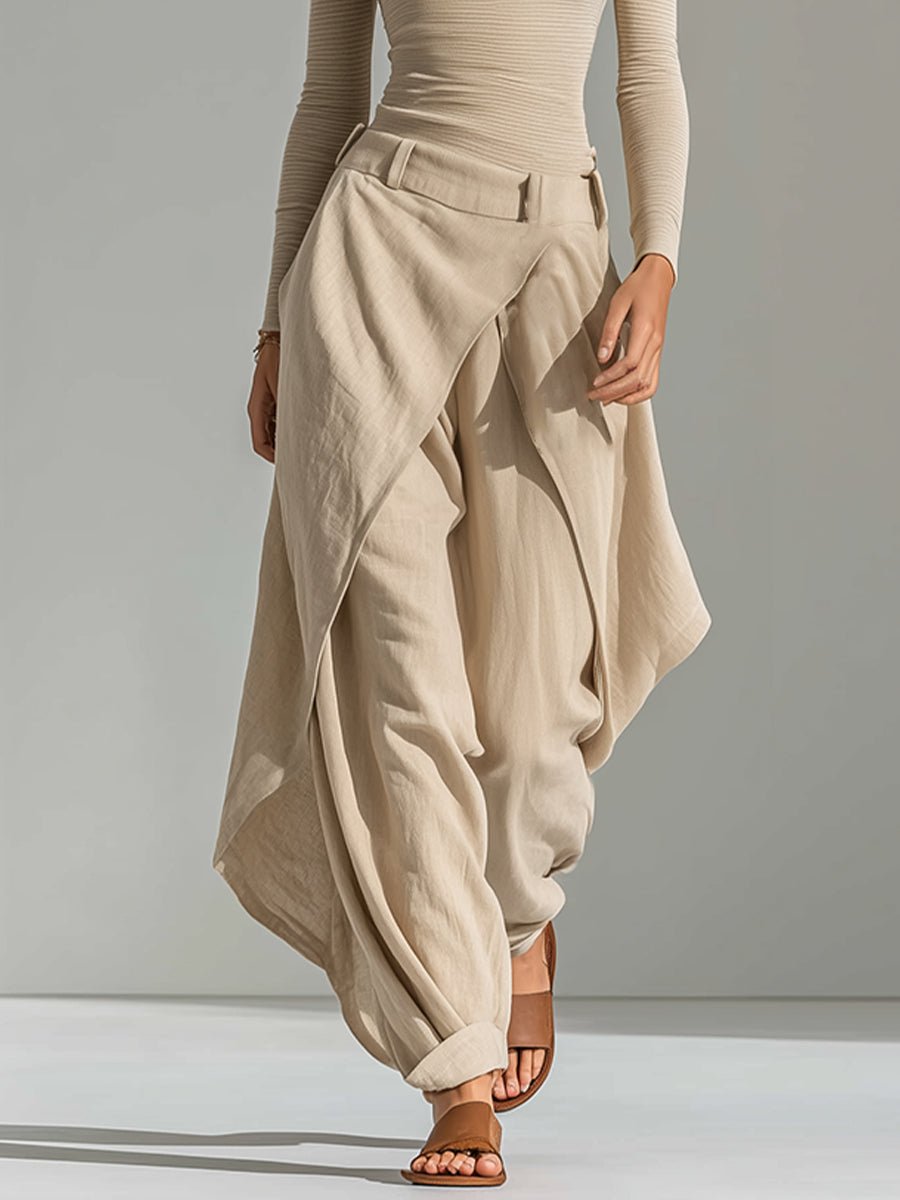 Ensemble pantalon avec capes et encolure bateau