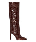 Bottes droites à motif serpent et talons hauts