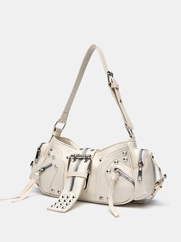 Sac bandoulière à clous, style motard