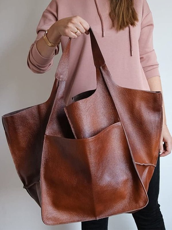 Sac bandoulière simple en cuir souple de grande capacité