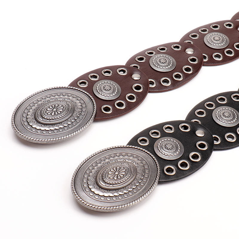 Ceinture ovale à boucle ronde en alliage