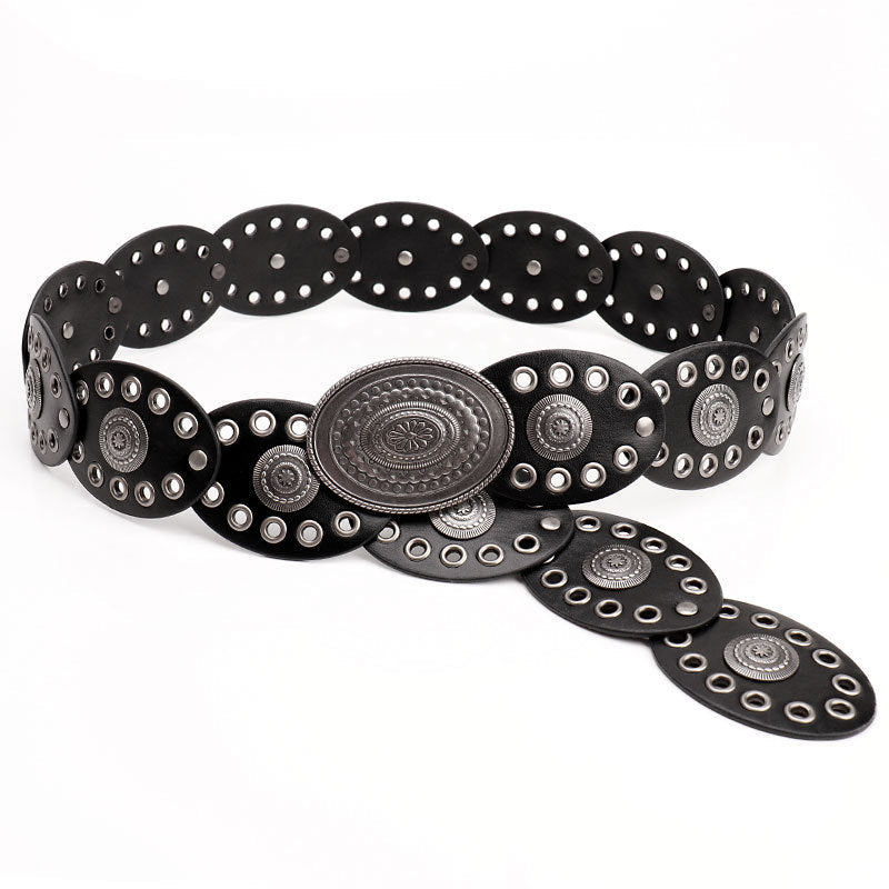 Ceinture ovale à boucle ronde en alliage