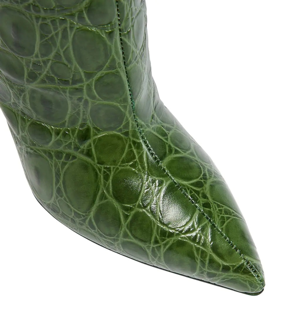 Bottes droites à motif serpent et talons hauts