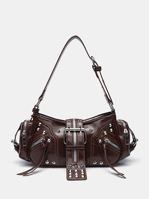 Sac bandoulière à clous, style motard