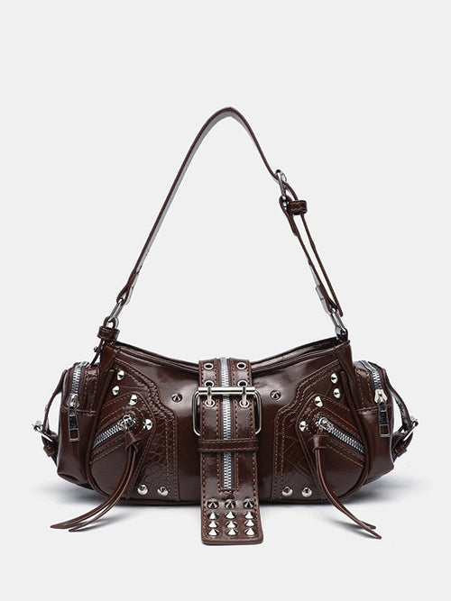 Sac bandoulière à clous, style motard