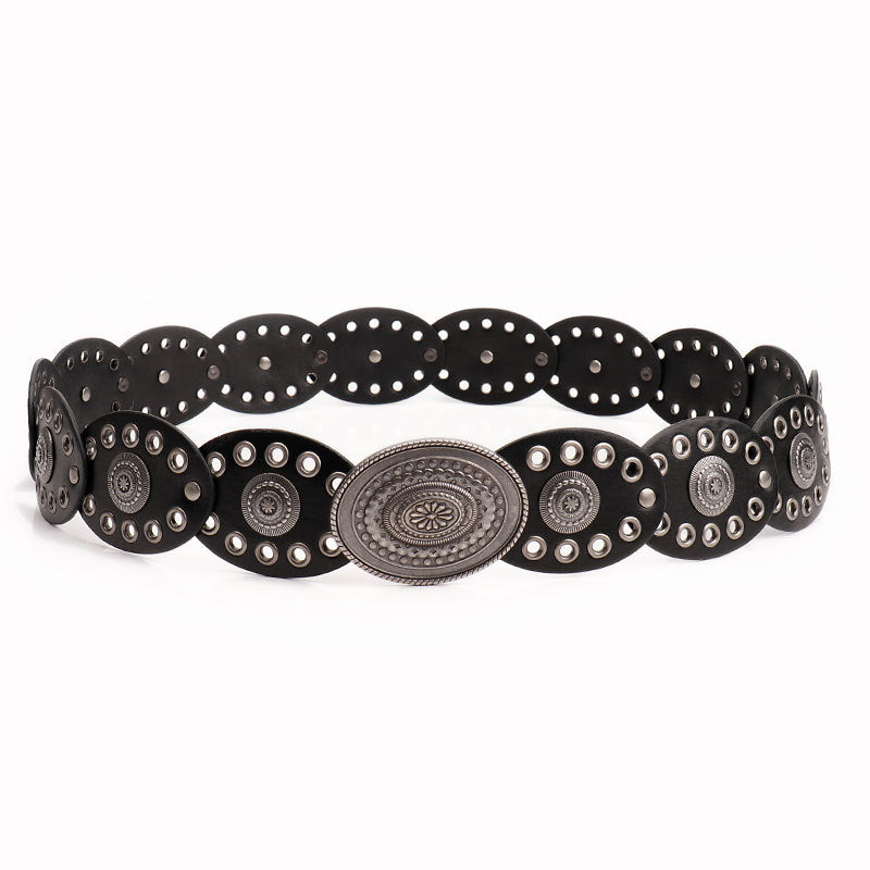 Ceinture ovale à boucle ronde en alliage