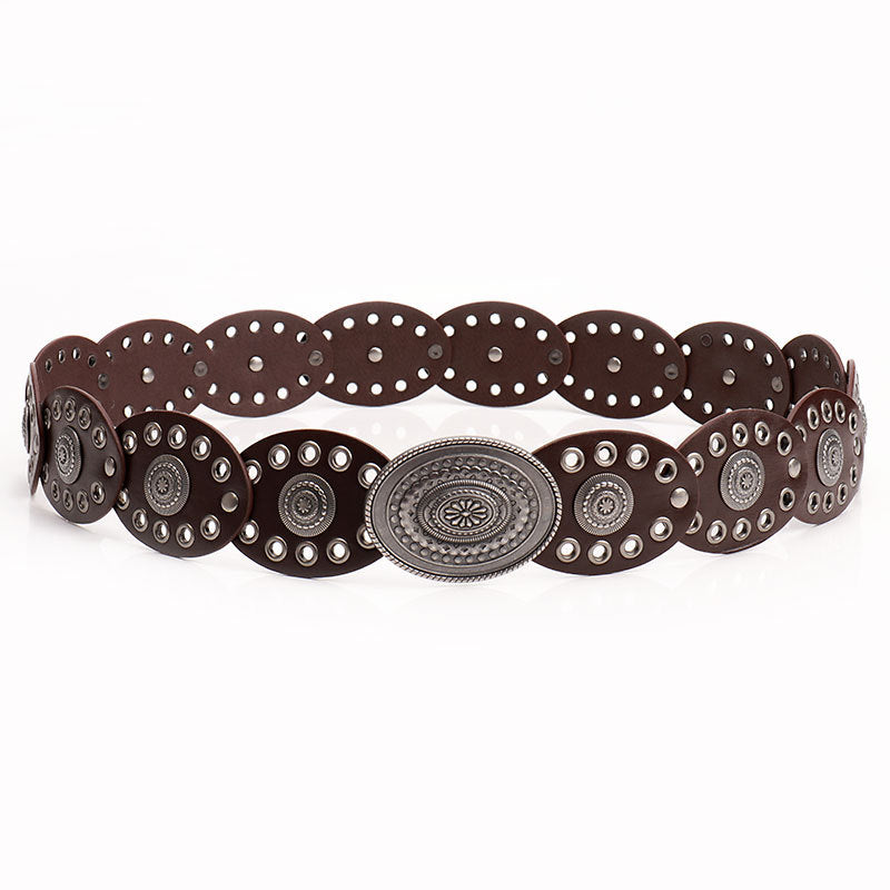Ceinture ovale à boucle ronde en alliage