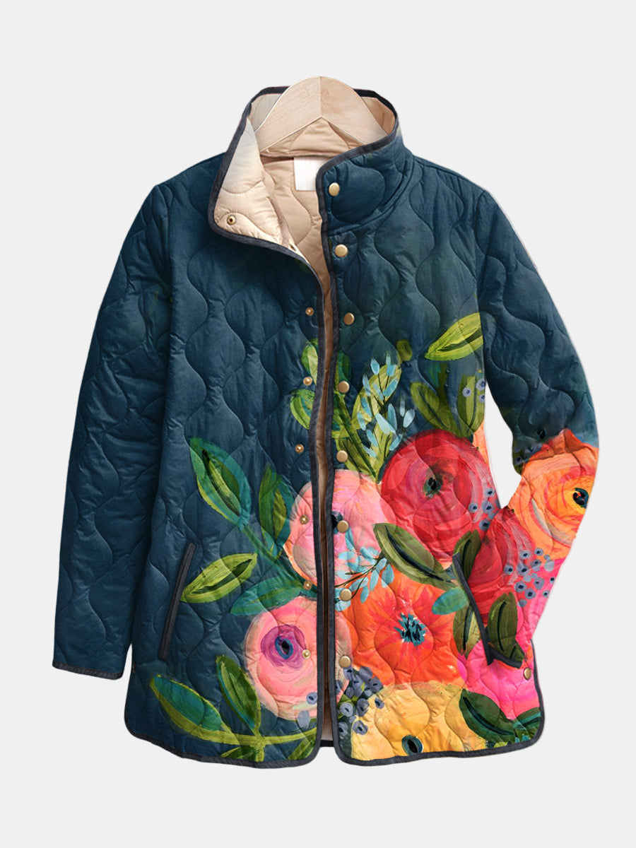 Veste matelassée à fleurs peintes