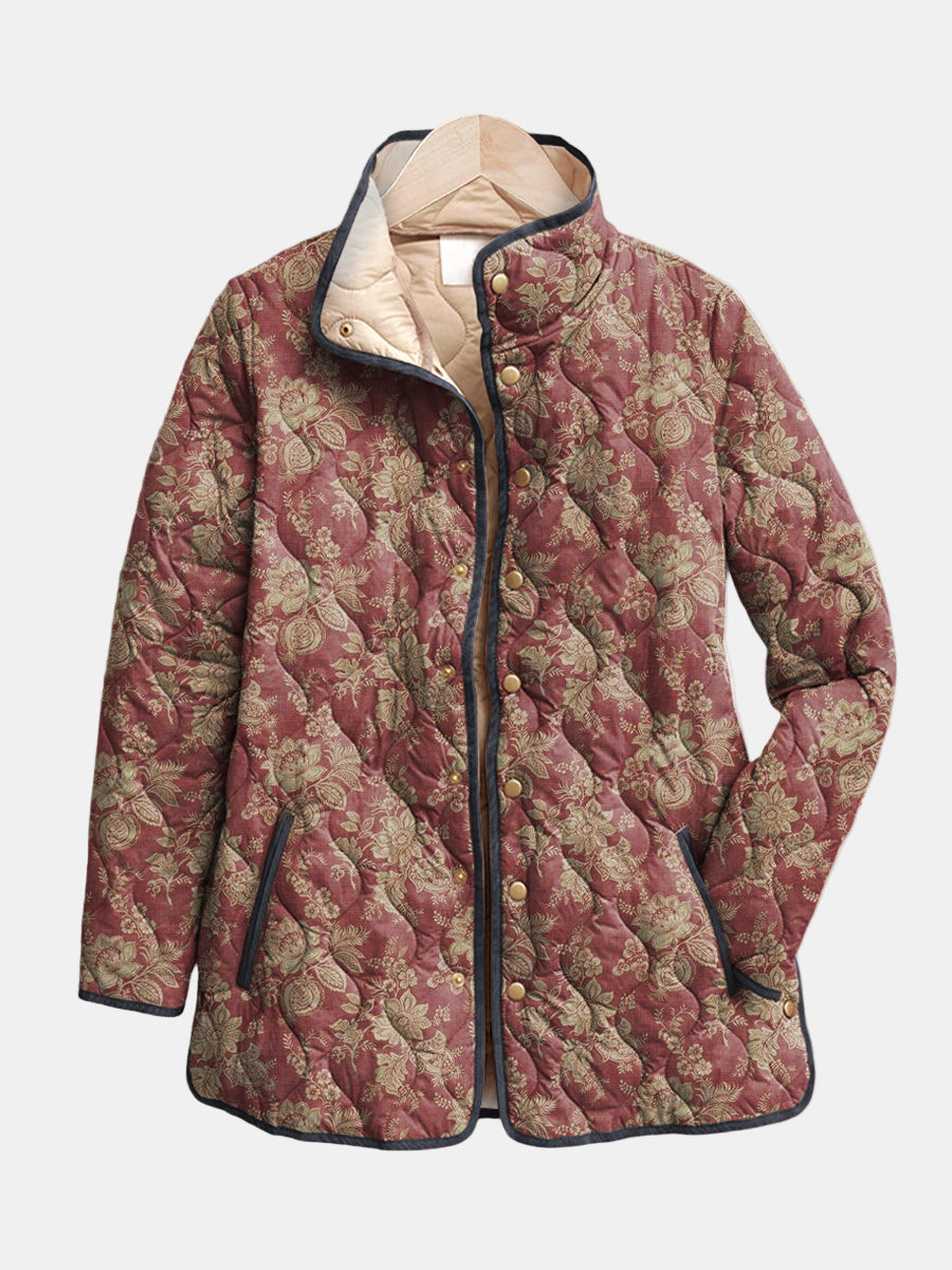 Veste matelassée en damas couleur prune