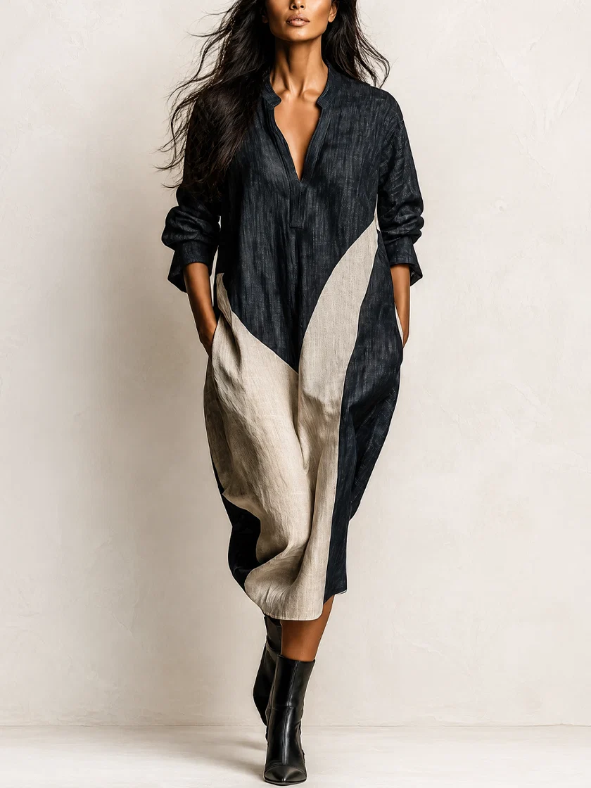 Robe midi chemise noire coupe ample