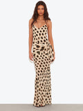 Robe longue à motif animalier à pois