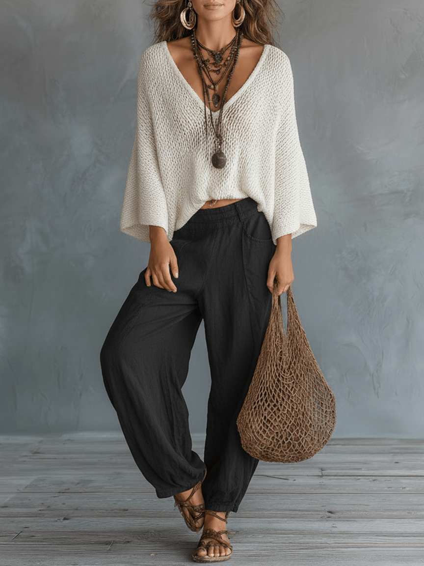 Ensemble pantalon sarouel avec manches cape