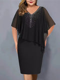 Amelie - Robe en mousseline à décolleté en V, ornée de perles