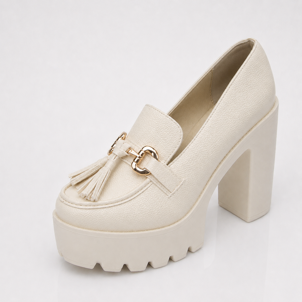 Chaussures à plateforme avec pompons