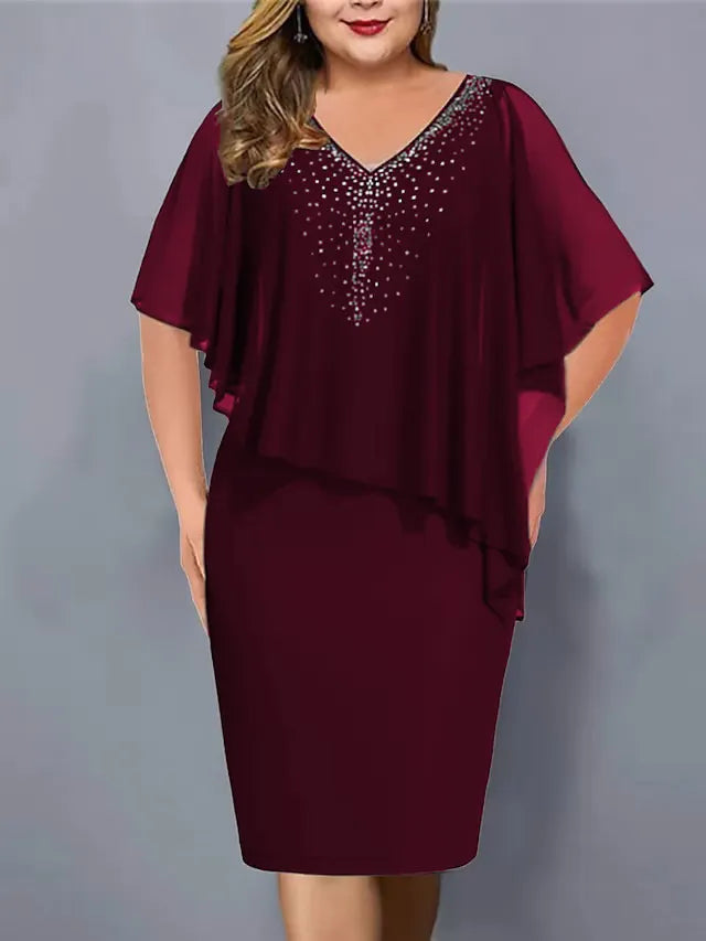 Amelie - Robe en mousseline à décolleté en V, ornée de perles