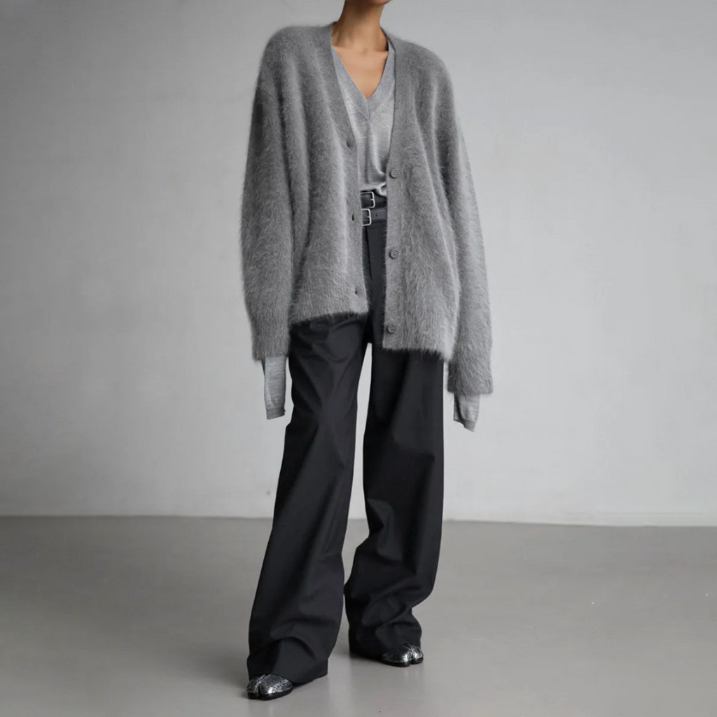 Cardigan oversize chaud effet fourrure de vison