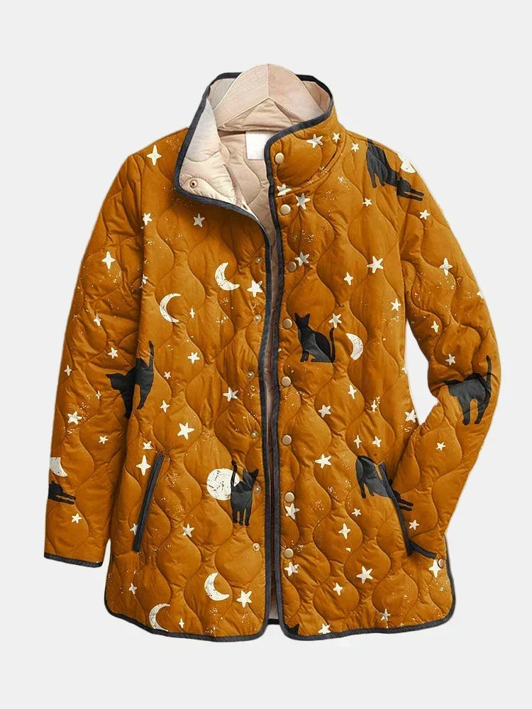 Veste matelassée avec des chats et des étoiles