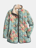 Veste matelassée à motifs de roses couleur céladon
