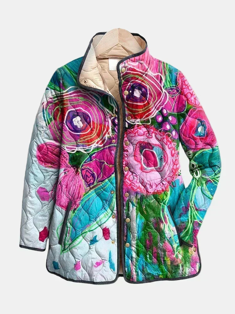 Veste matelassée à motif floral aquarelle