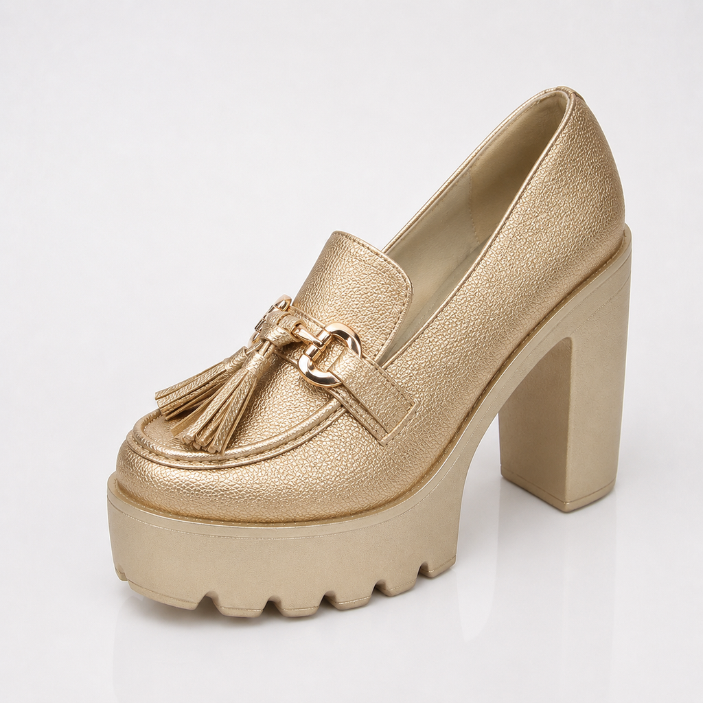 Chaussures à plateforme avec pompons