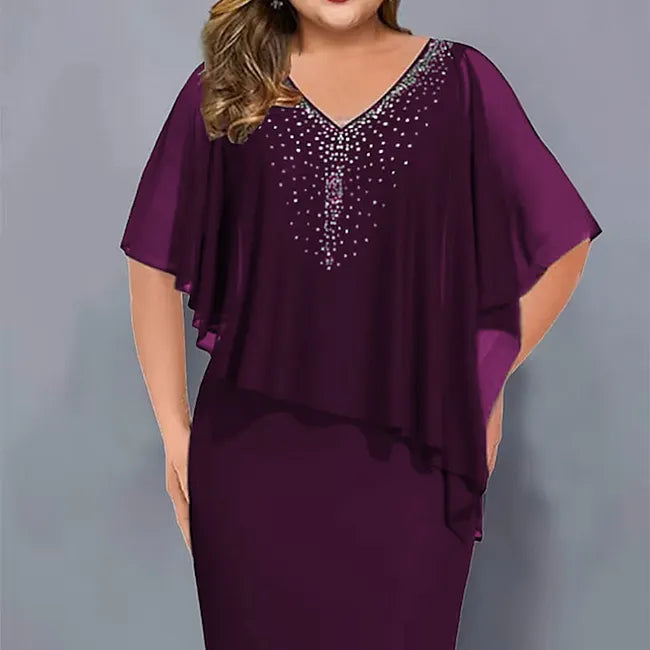 Amelie - Robe en mousseline à décolleté en V, ornée de perles