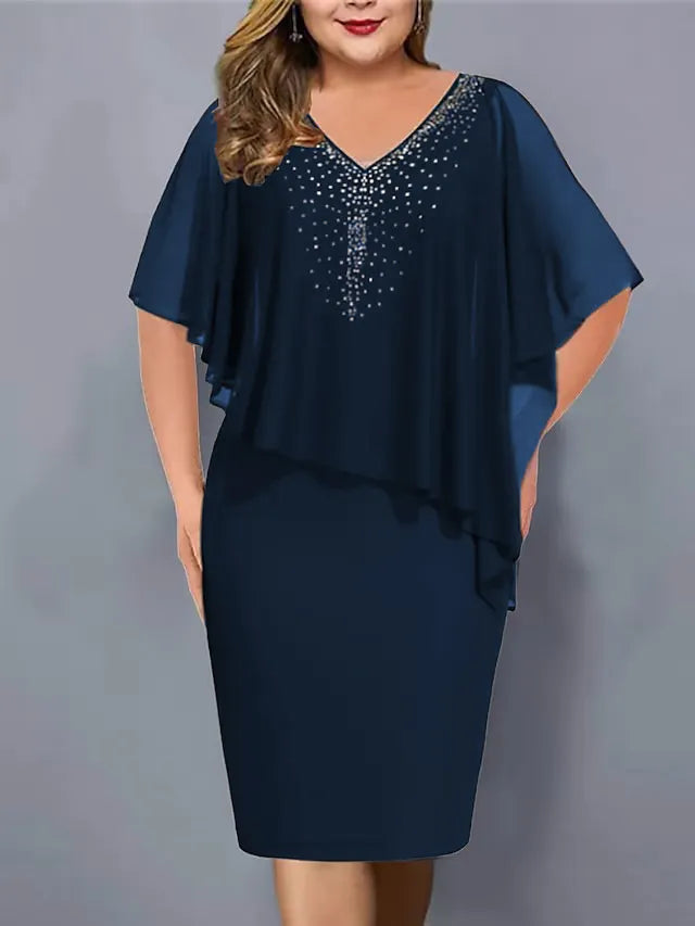 Amelie - Robe en mousseline à décolleté en V, ornée de perles