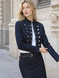 Veste en jean courte à col officier