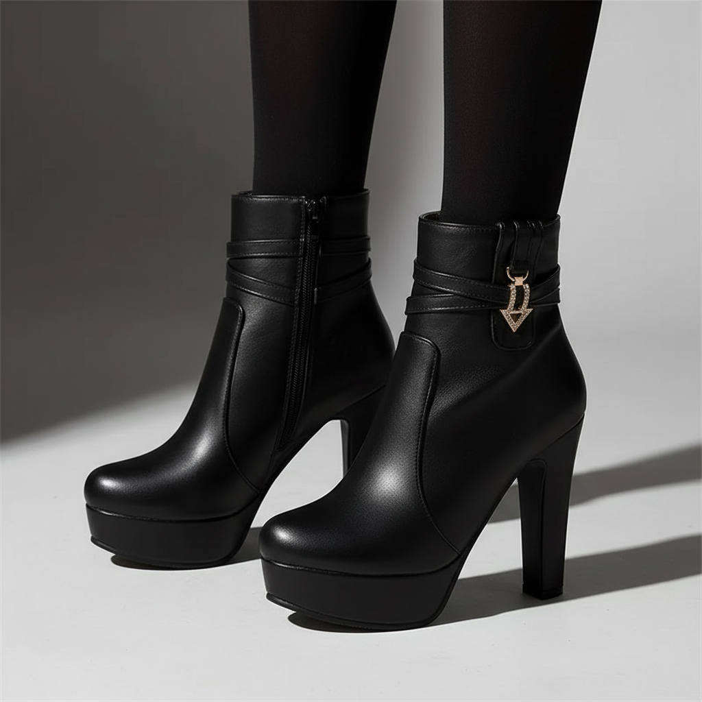Bottines à plateforme en cuir
