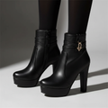Bottines à plateforme en cuir