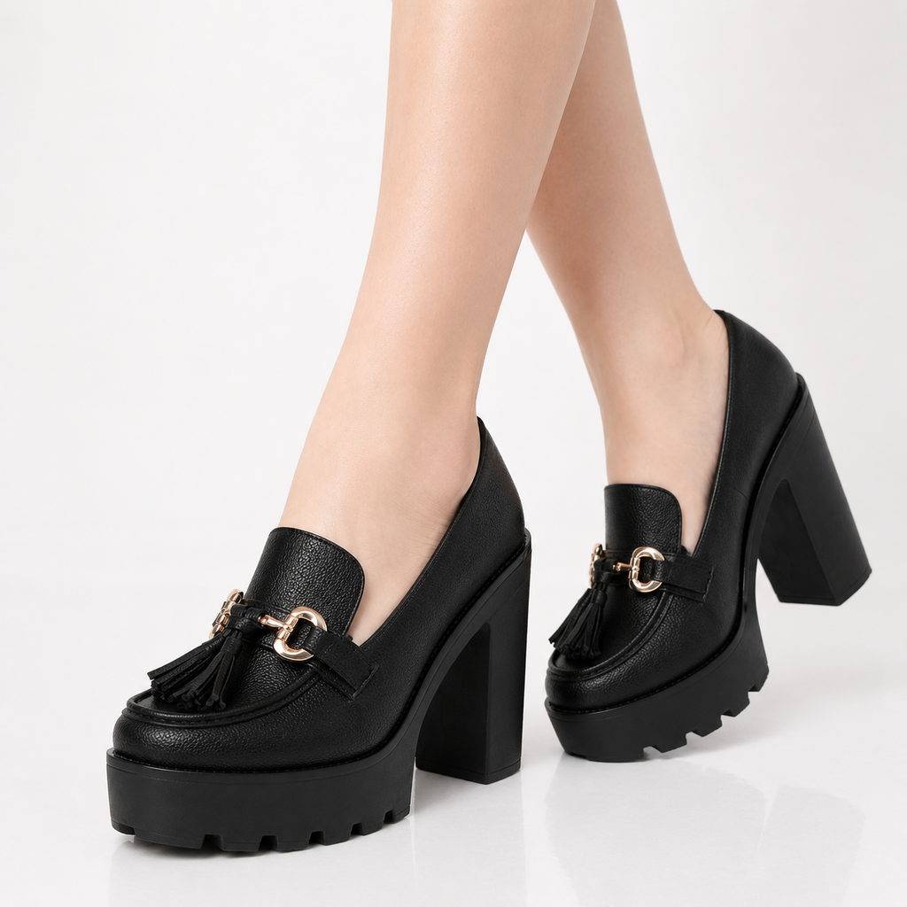 Chaussures à plateforme avec pompons