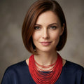 Collier rouge multicouche remarquable