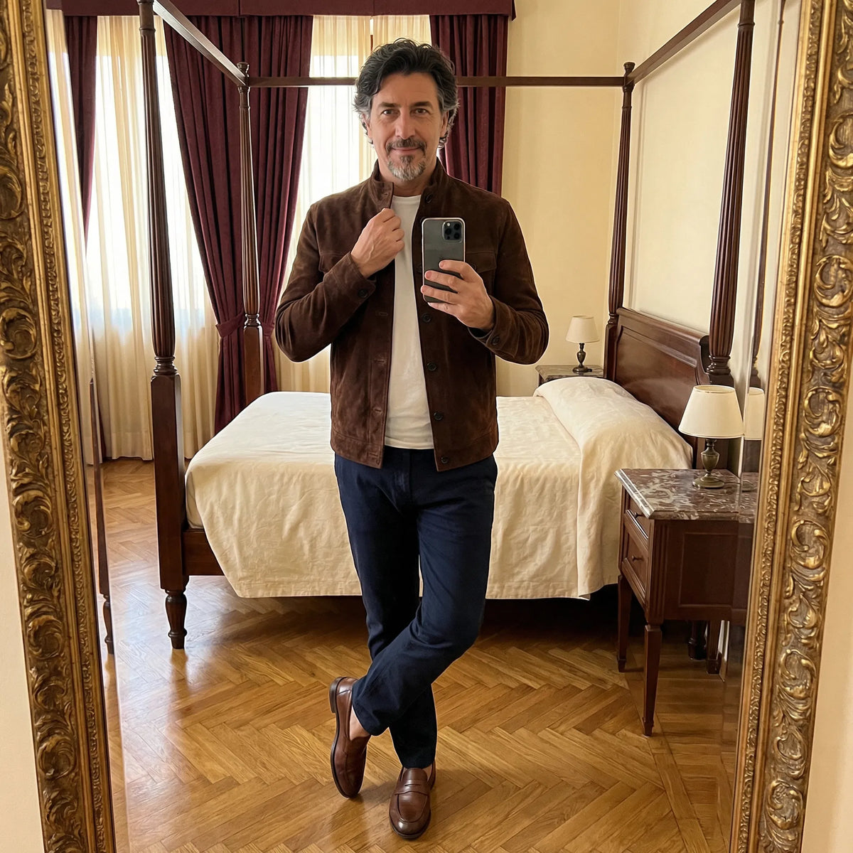 Veste MILANO en daim italien structuré