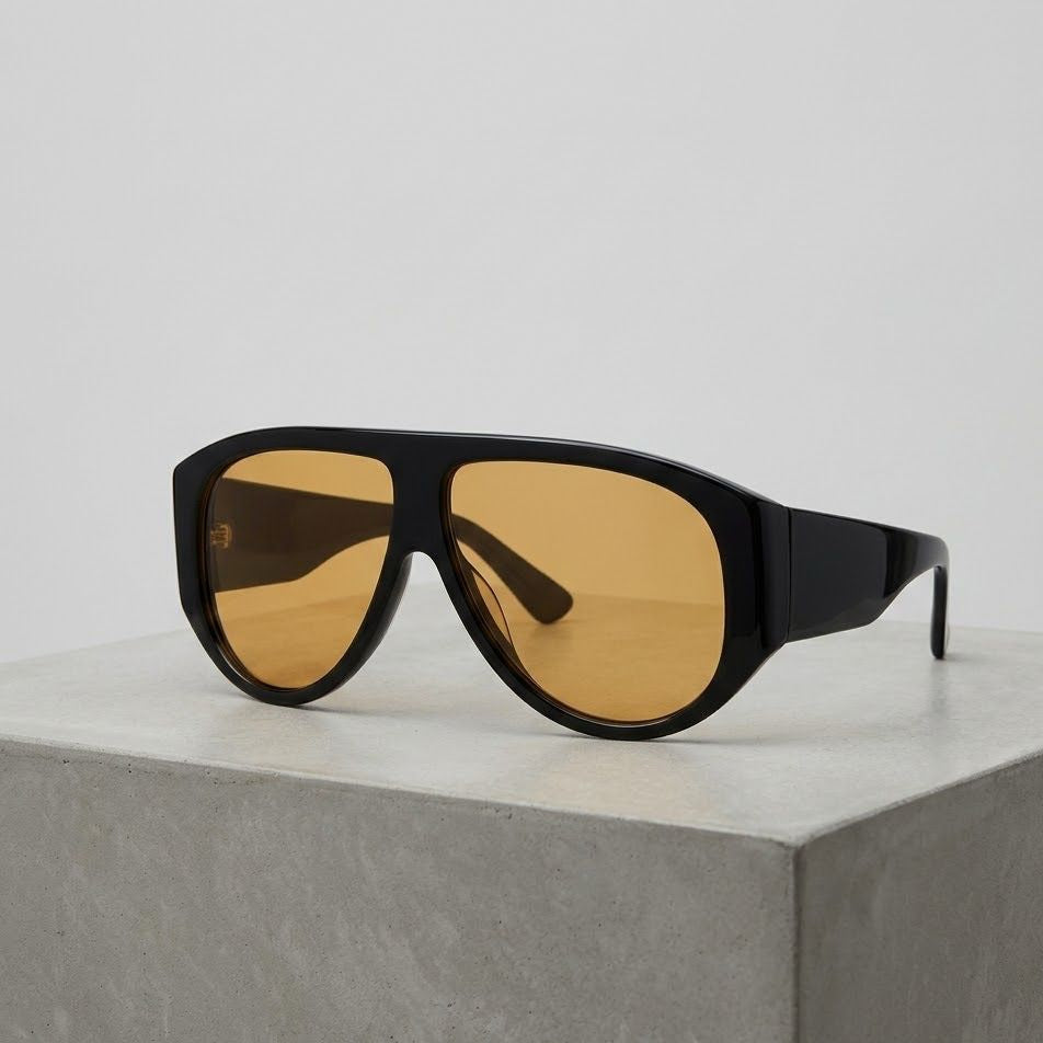 Lunettes rétro en ambre intense