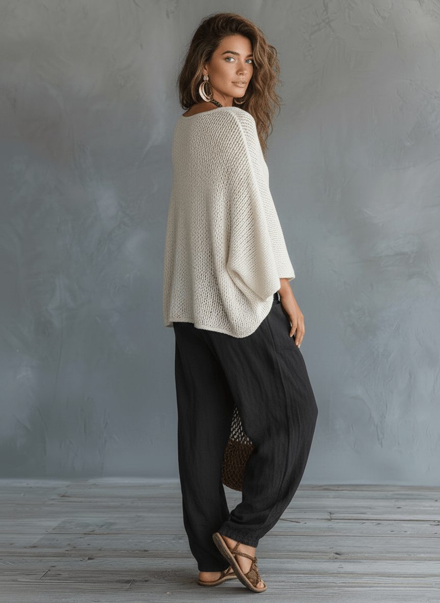 Ensemble pantalon sarouel avec manches cape