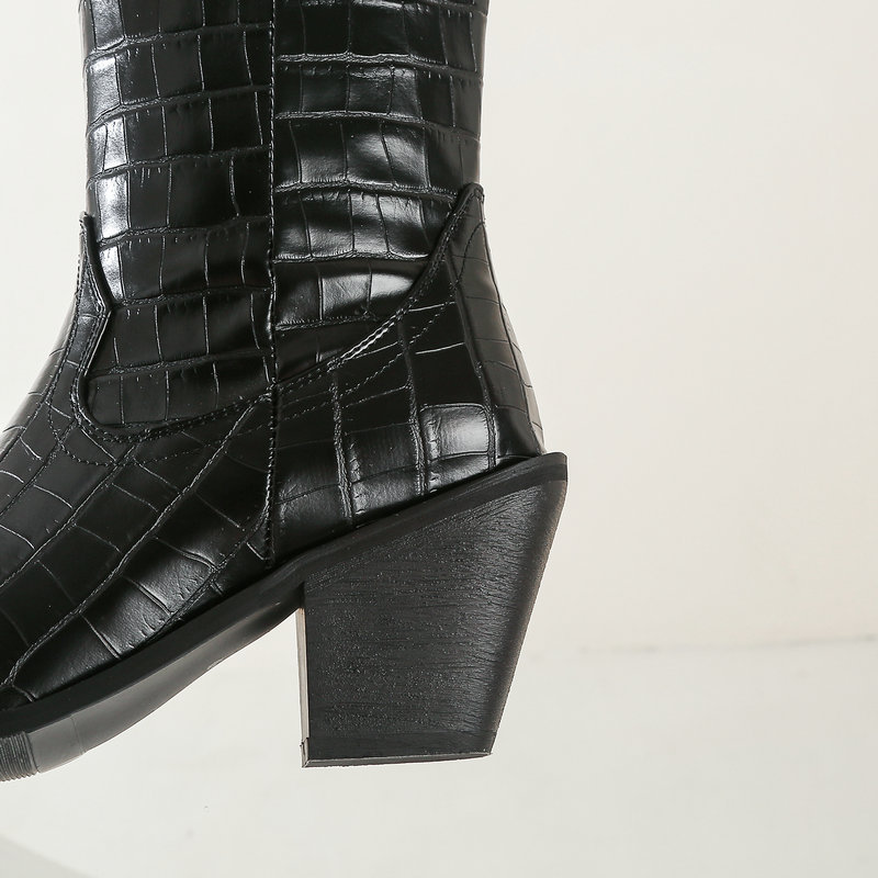 Bottes hautes style western effet crocodile