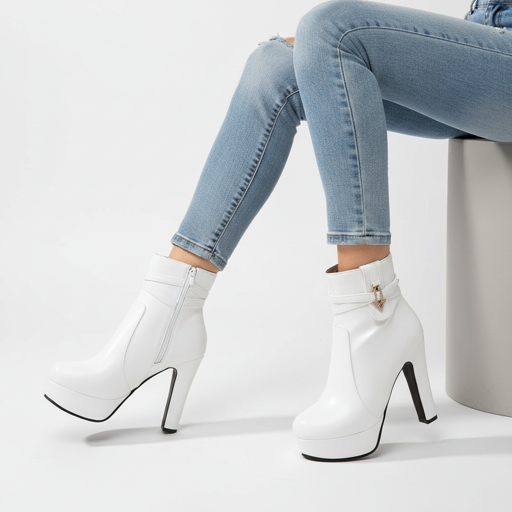 Bottines à plateforme en cuir