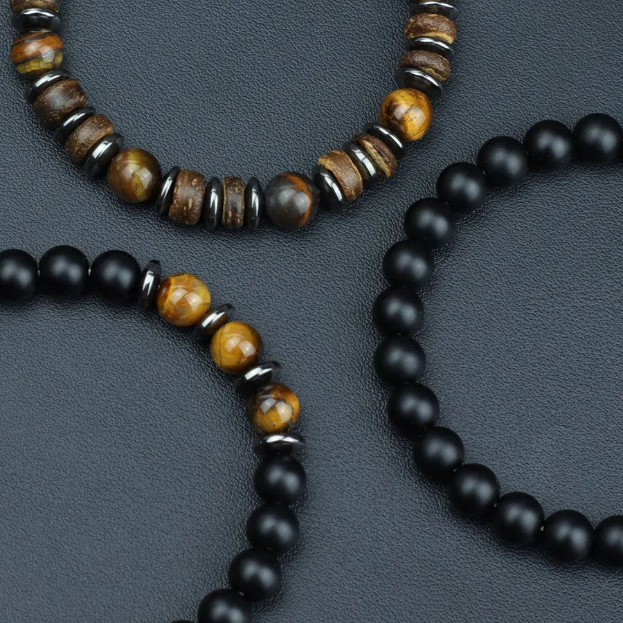 Ensemble de bracelets SIENA en pierre naturelle et onyx