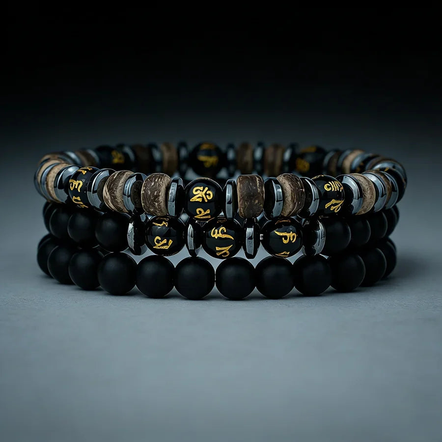 Ensemble de bracelets SIENA en pierre naturelle et onyx