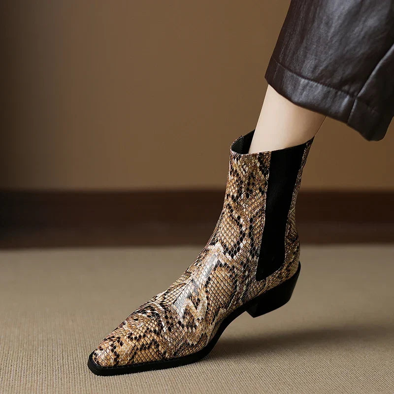 Bottines Chelsea à effet serpent
