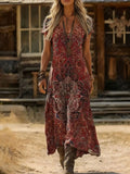 Robe longue bohème Elara à col en V