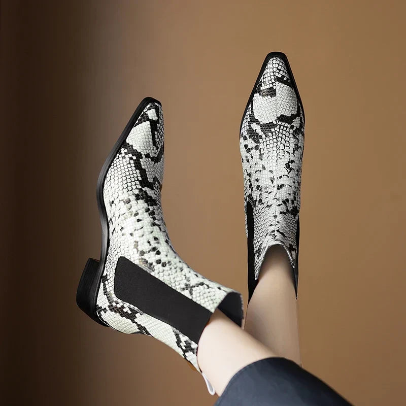 Bottines Chelsea à effet serpent