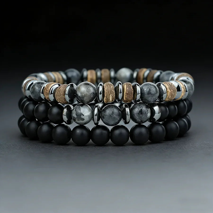 Ensemble de bracelets SIENA en pierre naturelle et onyx
