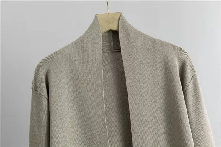Ensemble 3 pièces en viscose avec haut côtelé et cardigan