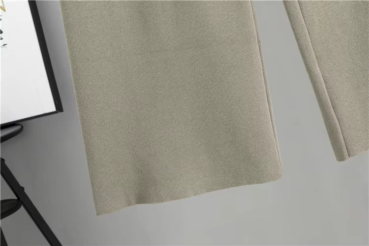 Ensemble 3 pièces en viscose avec haut côtelé et cardigan