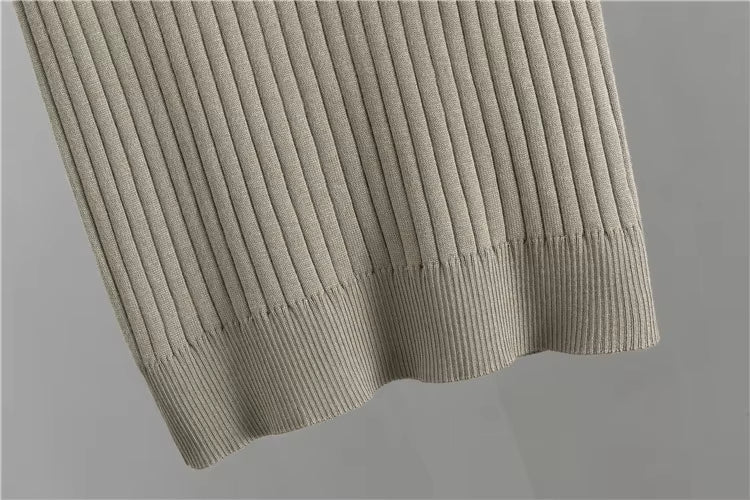 Ensemble 3 pièces en viscose avec haut côtelé et cardigan